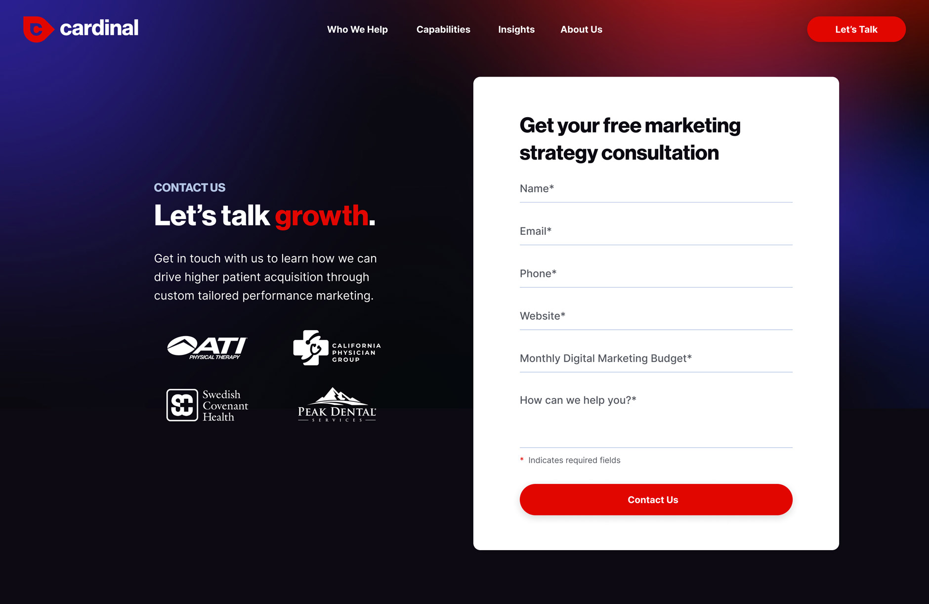 Website design for Cardinal Digital Marketing