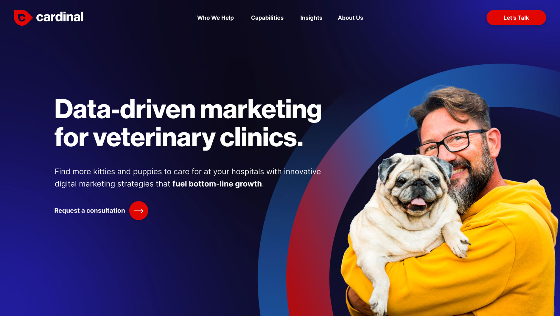 Desktop hero website design for Cardinal Digital Marketing